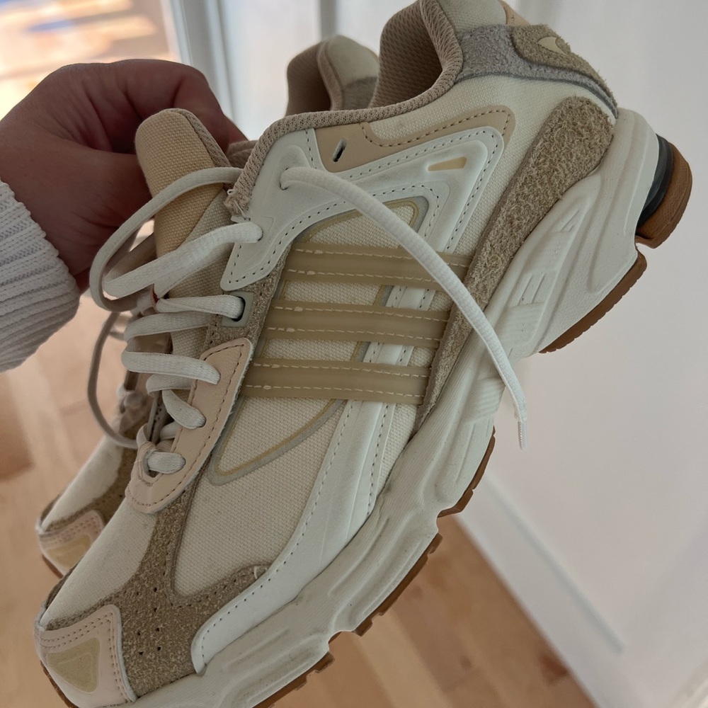 Adidas Cream and Tan Athletic Shoes